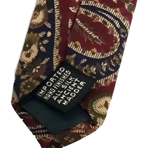 Bert Pulitzer Silk Tie Red Black Tan Ancient Madder Floral Paisley 58" x 3 3/4" - Picture 4 of 4